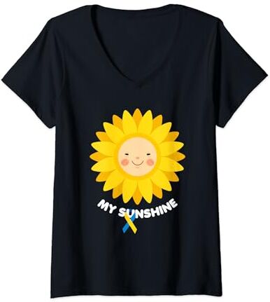 World Down Syndrome Awareness Gifts Mujer Día Mundial de Concientización sobre el Síndrome de Down My Sunshine Down Síndrome Camiseta Cuello V