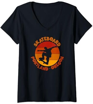 Urban Skateboarding Culture Mujer Skateboarder Urban Skateboarding de Portland Oregon Camiseta Cuello V