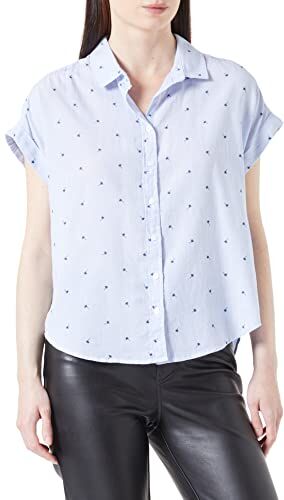 Springfield Blusa Oxford Relajada Algodón Camisa, Azul Medio, 42 para Mujer