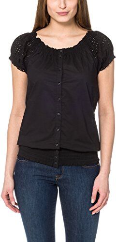 Berydale Blusa de manga corta de mujer, con bordado inglés, Negro, 36