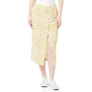 Calvin Klein Jeans Buttons Through Split Midi Skirt Falda, Floral AOP Bright White/Yellow, 40 para Mujer