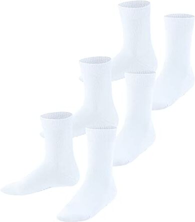 Falke Family 3-Pack K SO algodón unicolor 3 pares, Calcetines Unisex niños, Blanco (White 2000), 27/30 EU