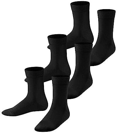 Falke Family 3-Pack K SO algodón unicolor 3 pares, Calcetines Unisex niños, Negro (Black 3000), 31/34 EU