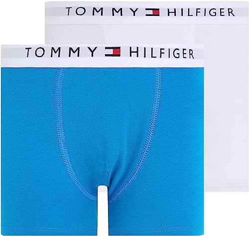 Tommy Hilfiger Niño Pack de 2 Bóxers Trunks Ropa Interior, Multicolor (Cerulean Aqua / White), 4-5 Años