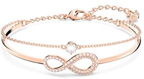 Swarovski Pulsera Colección Swa Infinity para Mujer, Con Baño Tono Oro Rosa, Símbolo de Infinito, Cristales Blancos