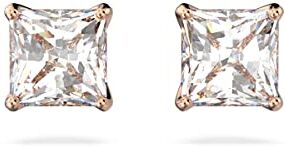 Swarovski Pendientes de Botón Attract para Mujer, Pendientes Clásicos con Cristal Transparente, en Baño Tono Oro Rosa, Colección Attract