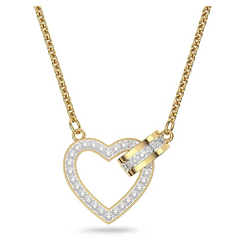 Collar Lovely para Mujer, con Símbolo de Corazón y Círculo, Cristales Blancos, Baño Tono Oro, Colección Lovely de Swarovski