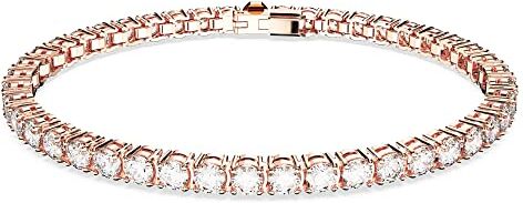 Swarovski Pulsera Matrix Tennis, Talla redonda, Blanca, Baño tono oro rosa