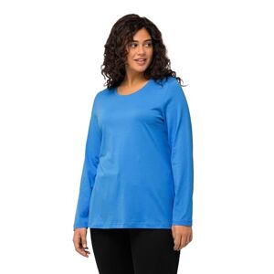 Ulla Popken Camiseta Básica, Cuello Redondo, Ajustada, Manga Larga, Camiseta para Mujer, Azul (Himmelblau), 46-48