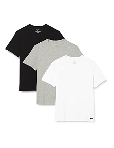 Ted Baker 3-Pack Transpirable Cuello Camiseta - Negro/Light Gris/Blanco - S