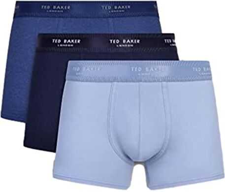 Ted Baker Paquete de 3 baúles de algodón Bañadores Ajustados para Hombre, Sodalite Blue/Navy/Blue Fog, S