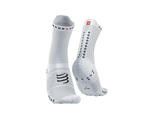 COMPRESSPORT Pro Racing Socks v4.0 Run High Calcetines, White/Alloy, 45-48 Unisex-Adult