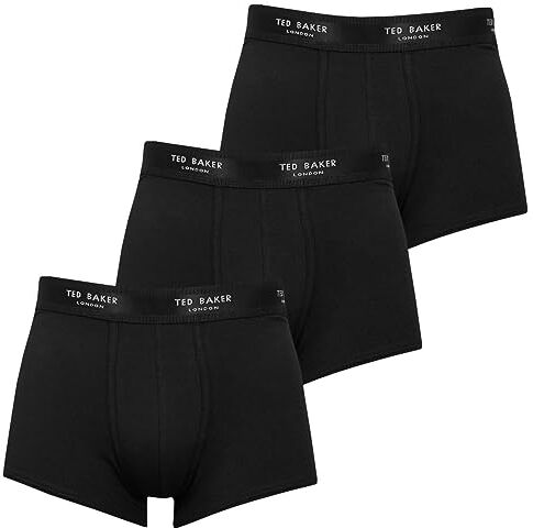 Ted Baker Hombre 3-Pack algodón Transpirable Boxer Boxeador - Negro - L