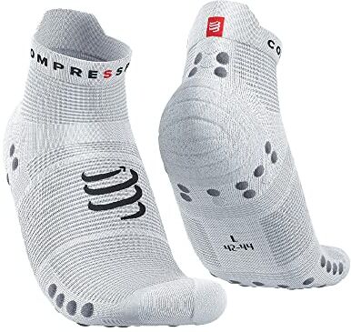 COMPRESSPORT Pro Racing Socks v4.0 Run Low Calcetines, White/Alloy, 35-38 Unisex-Adult