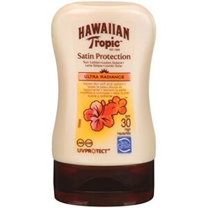 Hawaiian Tropic Satin Protection MINI Ultra Radiance - Loción Solar de Protección Alta SPF 30 , Protege y Suaviza la Piel , Fragancia Frutas Tropicales , Formato Viaje 100 ml