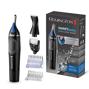 Remington Recortador Facial Nano Series - Cortapelos Nariz y Orejas, Cejas y Vello Facial, Resistente al Agua, Negro y Azul - NE3870