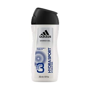 Adidas Sport Sensation Hydra Sport 3 en 1 Gel de ducha para el cuerpo, el pelo y la cara para hombres, 250 ml