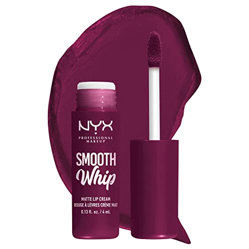 NYX Professional Makeup Smooth Whip Matte Lip Cream, Labial Líquido Cremoso, con Manteca de Karité y Cacao, Acabado Mate, Tono: Berry Bed Sheets