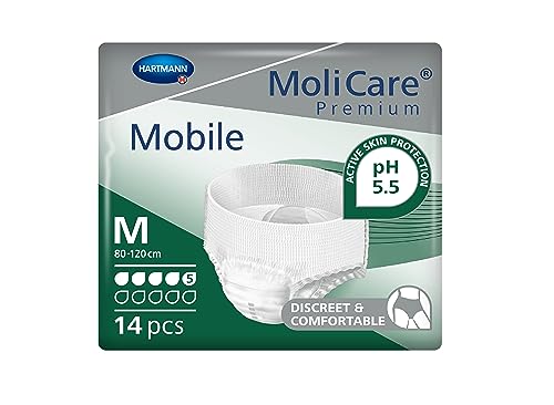 MoliCare Mobile: Pañales para Adultos con Incontinencia, Ropa Interior Absorbente para Hombres y Mujeres, 5 Gotas, talla M, 14 unidades