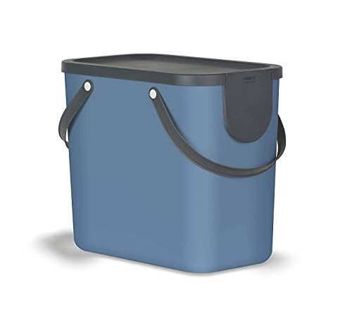 Rotho Albula Sistema de separación de residuos 25l para la cocina, Plástico (PP) sin BPA, azul/antracita, 25l (40.0 x 23.5 x 34.0 cm)