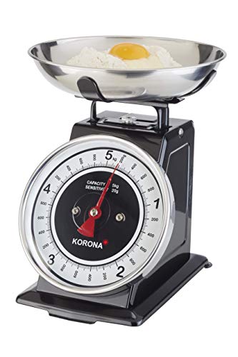 Korona 76150 Balanza de cocina retro TOM capacidad 5 kg, graduación 20 g incl. bandeja de pesaje tara - añadir función de pesaje balanza grande de vista completa