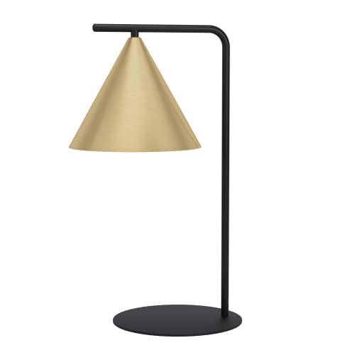 EGLO lámpara de sobremesa Narices, de luz única minimalista, iluminación de cabecera de metal, latón cepillado, oro, negro, con interruptor, casquillo E27
