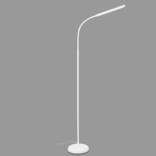 BRILONER - Lámpara de pie LED regulable como decoración en el salón y lámpara de lectura, lámpara LED giratoria, lámpara de salón, táctil, iluminación indirecta, blanco