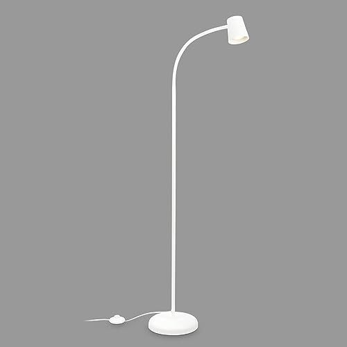 BRILONER - Lámpara de pie como decoración en el salón y lámpara de lectura, Lámpara giratoria, Lámpara de salón, Interruptor de pie, Iluminación indirecta, Blanco