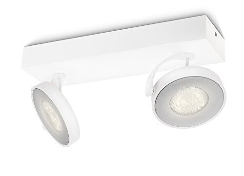 Philips myLiving Clockwork - Barra de focos, LED, 2 luces, iluminación interior, luz blanca cálida, 2700 K, 50 W, aluminio, color blanco
