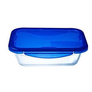 Pyrex Cook & Go - Recipiente rectangular de vidrio con tapa 100 % hermética, para contener alimentos, apto para horno y microondas, 20 x 15 cm, capacidad de 0,8 l