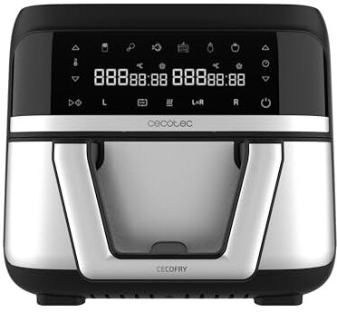 Cecotec Freidora de Aire sin Aceite de 9 L Cecofry Dual 9000 Air Fryer. 2850 W, Digital y Compacta, Temperatura Dual, Tecnología PerfectCook, Opción de dividir la Cubeta en 2 de 4,5L, 6 Modos