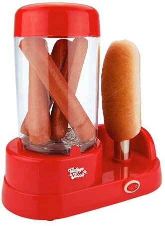 JOCCA - Máquina de Perritos Calientes, Hot Dog Maker/ Potencia 350W/ Barra de acero Inoxidable/ Capacidad 6 salchichas/ Perritos Calientes para Fiestas, Regalos (Rojo)