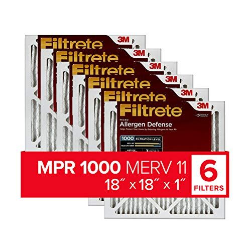 Filtrete Filtro de aire MPR 1000 MERV 11, defensa contra alérgenos, paquete de 6 (dimensiones exactas 17.81 x 17.81 x 0.81 pulgadas)