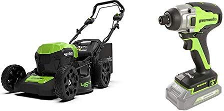 Greenworks Tools Greenworks Cortacésped batería GD24X2LM46SPK4X + Destornillador inalámbrico y de Taladro GD24ID