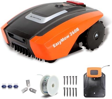 Yard FORCE Robot cortacésped EasyMow 260B hasta 260 m² - Robot cortacésped autopropulsado, fácil manejo, Control Bluetooth y aplicación, 30% de inclinación y batería de Iones de Litio de 20 V/2,0 Ah,