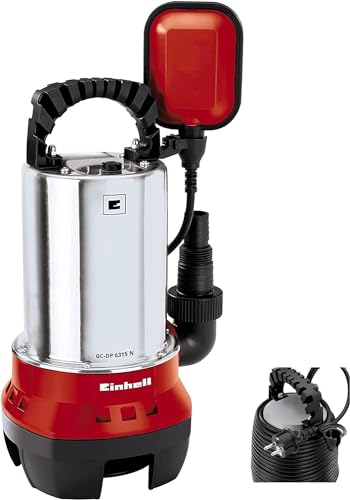 Einhell Bomba de agua sucia - GH-DP 6315 N. 630 W, Ø15 mm de partículas extrañas, capacidad de suministro de 17.000 L / h, interruptor de flotador, asa de transporte, int. rebobinado de cable