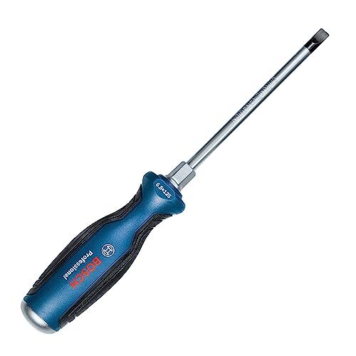 Bosch Professional Destornillador plano, cromo vanadio, mango softgrip con cabezal de acero, Azul, SL6.5