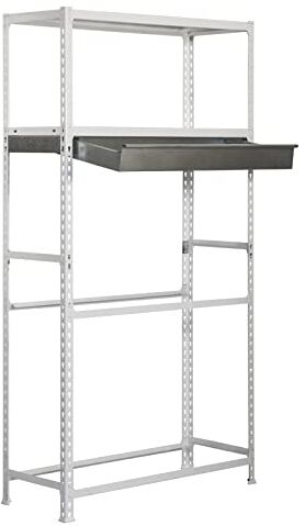 Simon Rack SimonRack Estantería para Neumáticos, Soporte Neumáticos, 4 Niveles, Alta Capacidad Carga 180 kg, 2000x1200x400 mm, Estantería para 10 neumáticos, 1 Cajón, Blanco/Blanco - Simonauto