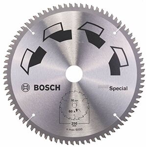 Bosch 1x Hoja de Sierra Circular Special (para Madera, Metales no Ferrosos, Plásticos, Ø 250 x 3.2/2.5 x 30 mm, 80 Dientes, FT, Accesorios Sierras Circulares)