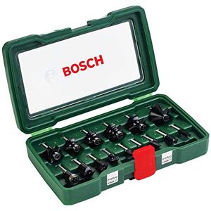 Bosch Set de 15 fresas de metal duro (para madera, vástago de 1/4", accesorios para fresadora)