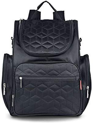 SONARIN Multifunción Mochilas para Pañales Con Nappy Changing Mat y Correa de Cochecito, Bolsa de pañales, Organizador de Mochila de Viaje,Impermeable,Gran Capacidad,Elegante y Duradero(Negro)