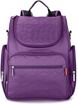 SONARIN Multifunción Mochilas para Pañales Con Nappy Changing Mat y Correa de Cochecito, Bolsa de pañales, Organizador de Mochila de Viaje,Impermeable,Gran Capacidad,Elegante y Duradero(Púrpura)