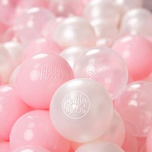 KiddyMoon 100 ∅ 6Cm Bolas Colores De Plástico para Piscina Certificadas para Niños, Rosa Claro/Perla/Transparente