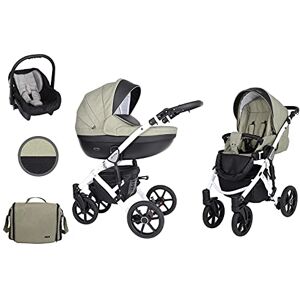 Lux4Kids Cochecito 3en1 2en1 Isofix juego de cochecito + accesorios Selección de colores Mila Black de ChillyKids Oliv White 016 3en1 con asiento