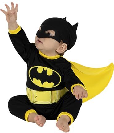 Funidelia   Disfraz Batman Oficial para bebé Talla 6-12 Meses Caballero Oscuro, Superhéroes, DC Comics, Hombre Murciélago - Color: Negro - Licencia: 100% Oficial