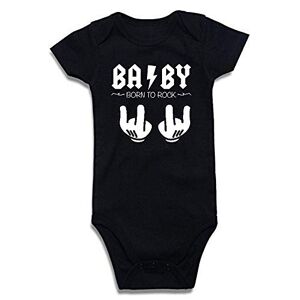 SUPERMOLON Body negro bebé algodón Baby Born to rock manga corta (9-12 meses)