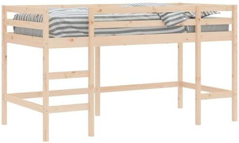 vidaXL Cama Alta de Niños con Escalera, Somier Infantil, Estructura de Cama, Cama para Niños Mayores de 6 Años, Madera Maciza de Pino 90x190 cm