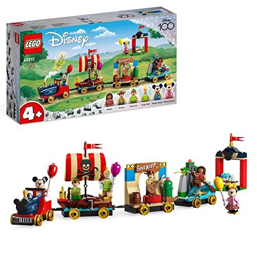 Lego 43212 Disney Tren Homenaje a Disney, Juguete con Carrozas de Vaiana, Peter Pan y Toy Story, Figuras de Mickey y Minnie Mouse para Niños y Niñas de 4+ Años, Set del 100 Aniversario