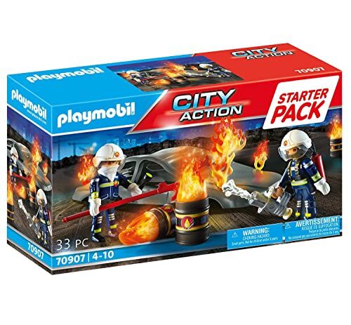 Playmobil 70907 City Action Starter Pack Simulacro de Incendio, Juguetes para niños a Partir de 4 años, Multicolor