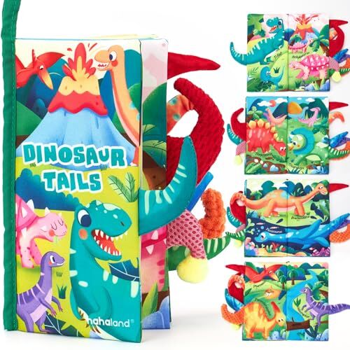 hahaland Libro Bebe Juguetes Bebes 0 3 6 12 Meses, Libro de Tela Blandos para Bebe Recien Nacido, Dinosaurios Interactivo Libro Sensorial Suave de Actividades Juguetes Educativo para Bebé